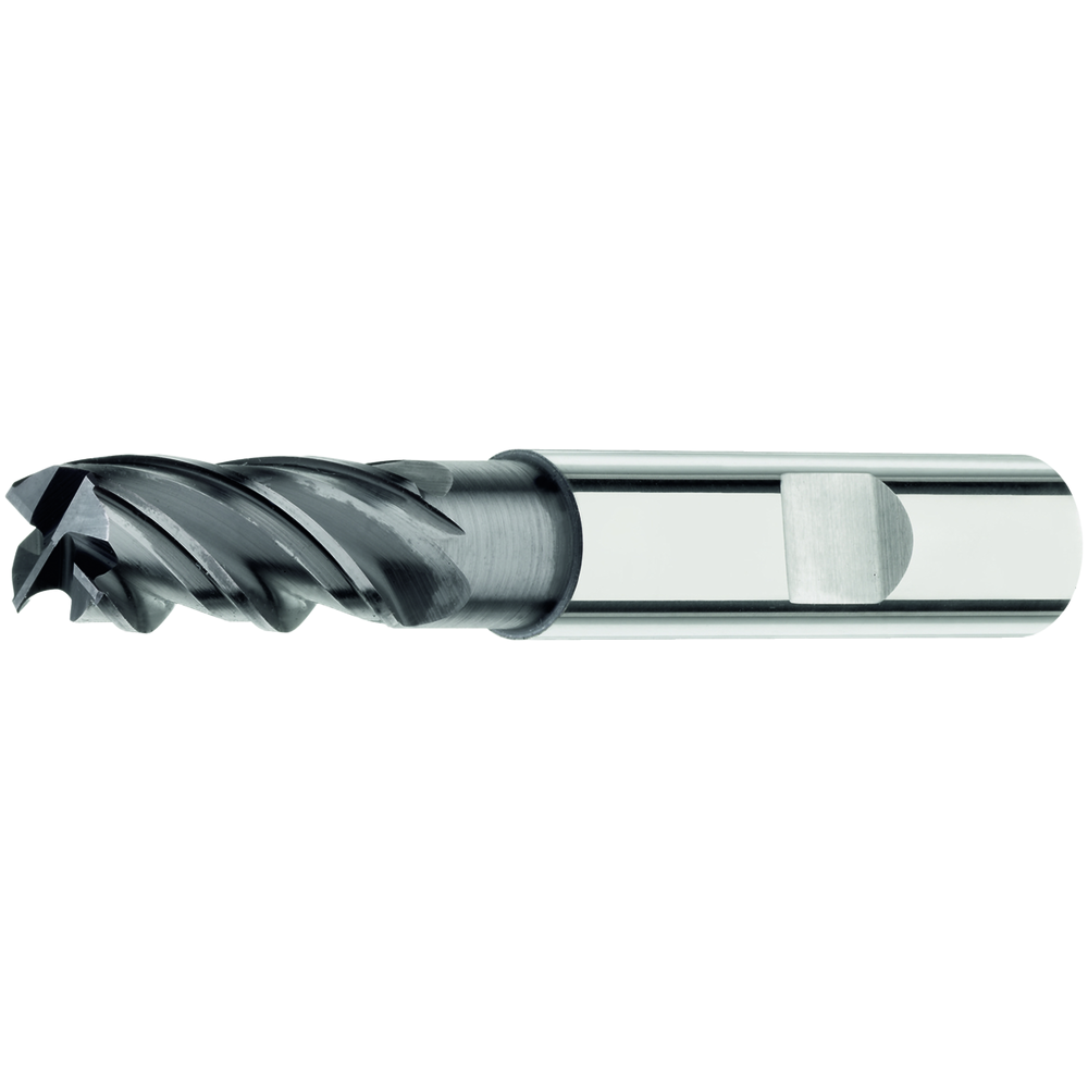 Solid carbide end milling cutter 35°/38° UT 12mm long, clear. Z=4 HB, AlTiN